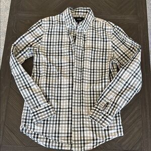 Jack Spade button down shirt, long sleeve, black and white, plaid, casual, small